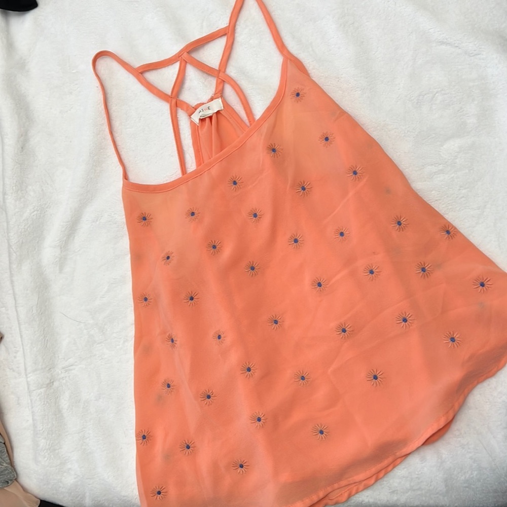 Floral Print Sheer Coral Crop Top
